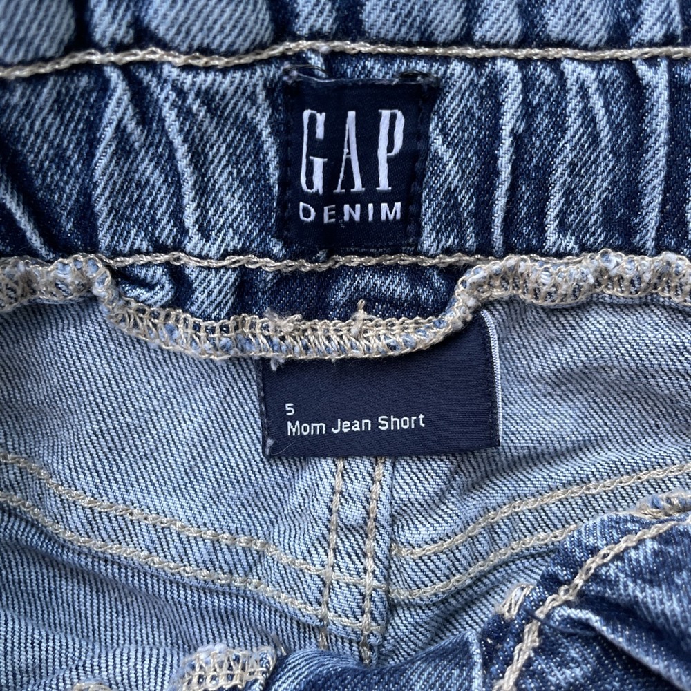 Girls Gap Denim Paperbag Shorts Size 5 Elastic Waist Mom Style Rolled Cuffs - Picture 4 of 5